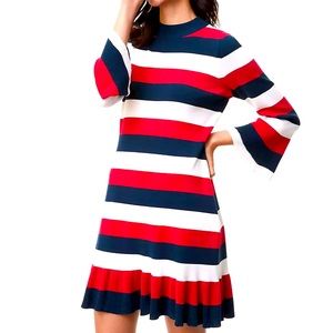 NWT Loft Red/White/Blue Striped Sweater Dress Sz L